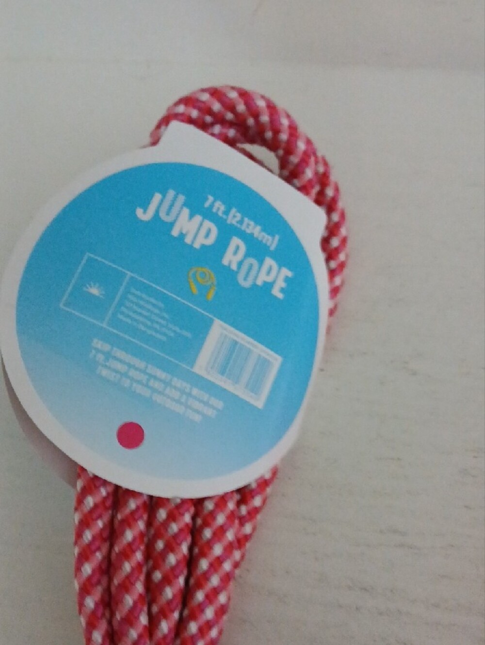 Pink Handle Red & White Braided Jump Rope - Picture 2 of 2
